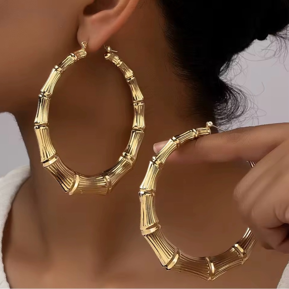 Bamboo Hoop Earrings Big Joint Hoop Earrings